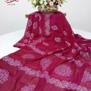 Half silk Block Printed saree 01